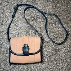 Elegant Tan and Black Crossbody Purse
